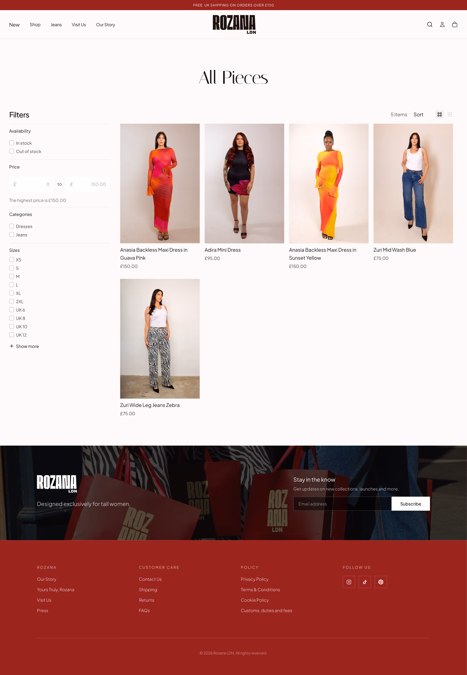 Rozana LDN website mockup